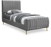 Zara Velvet Twin Bed (3 Boxes) Grey - Gate FurnitureTwin Bed