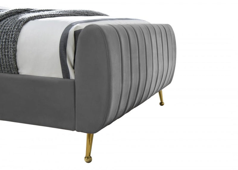 Zara Velvet Twin Bed (3 Boxes) Grey - Gate FurnitureTwin Bed
