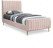 Zara Velvet Twin Bed (3 Boxes) Pink - Gate FurnitureTwin Bed