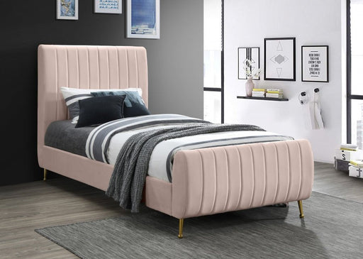 Zara Velvet Twin Bed (3 Boxes) Pink - Gate FurnitureTwin Bed