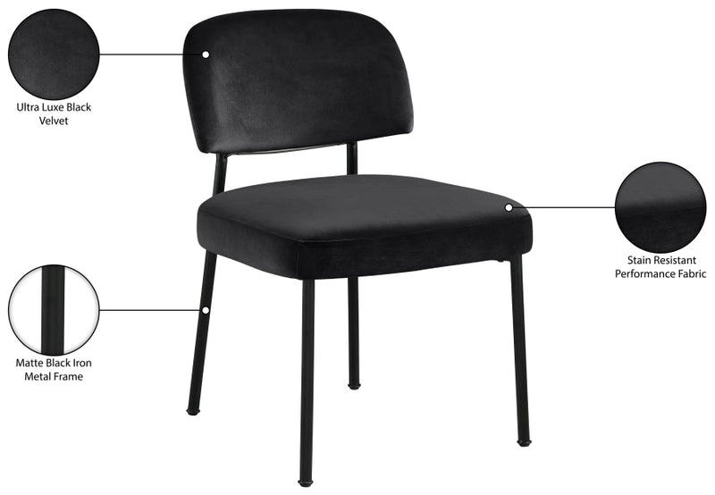 Zarelle Performance Fabric Upholstered Dining Chair in Black, Set of 2 - 88021Black-C