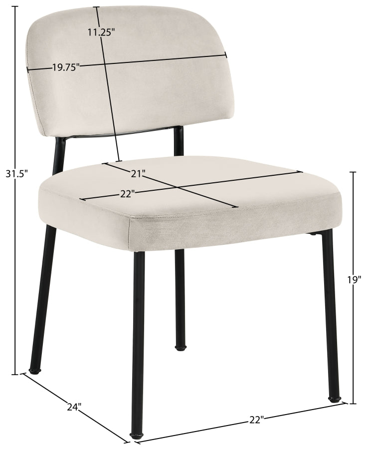 Zarelle Performance Fabric Upholstered Dining Chair in Cream, Set of 2 - 88021Cream-C