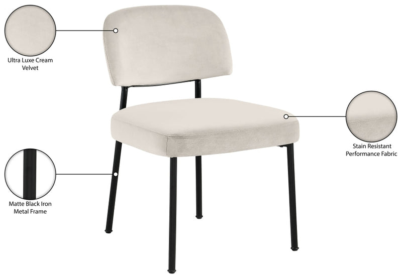 Zarelle Performance Fabric Upholstered Dining Chair in Cream, Set of 2 - 88021Cream-C