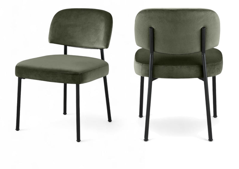 Zarelle Performance Fabric Upholstered Dining Chair in Green, Set of 2 - 88021Green-C
