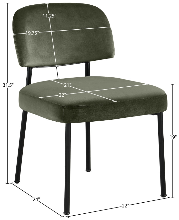 Zarelle Performance Fabric Upholstered Dining Chair in Green, Set of 2 - 88021Green-C