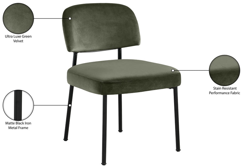 Zarelle Performance Fabric Upholstered Dining Chair in Green, Set of 2 - 88021Green-C