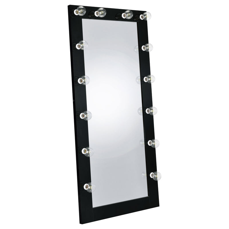 Zayan 32 x 71 Inch Floor Mirror LED Lighting Black Gloss - 969557
