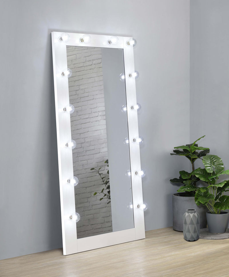 Zayan 32 x 71 Inch Floor Mirror LED Lighting White Gloss - 969558