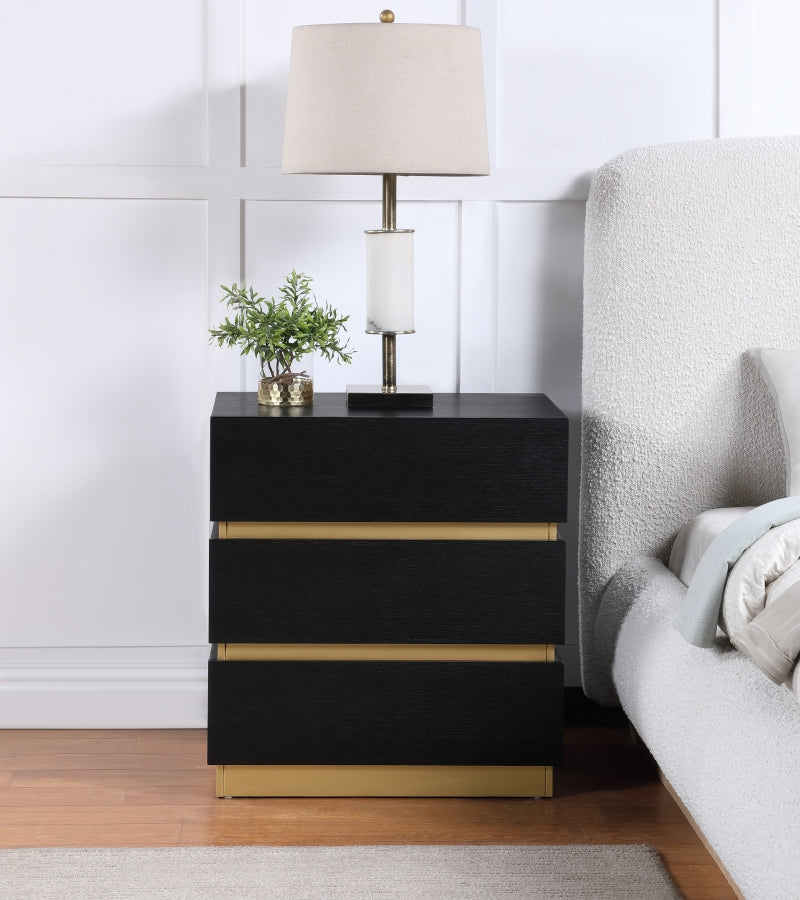 Zaylan Oak Veneer Night Stand in Black - 384Black-NS