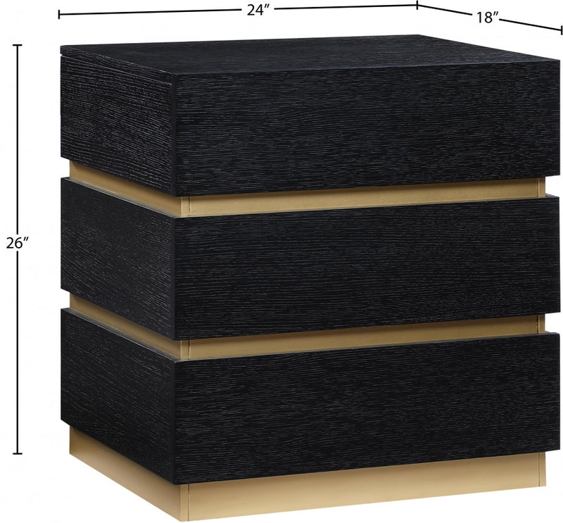 Zaylan Oak Veneer Night Stand in Black - 384Black-NS