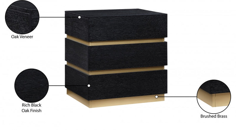 Zaylan Oak Veneer Night Stand in Black - 384Black-NS