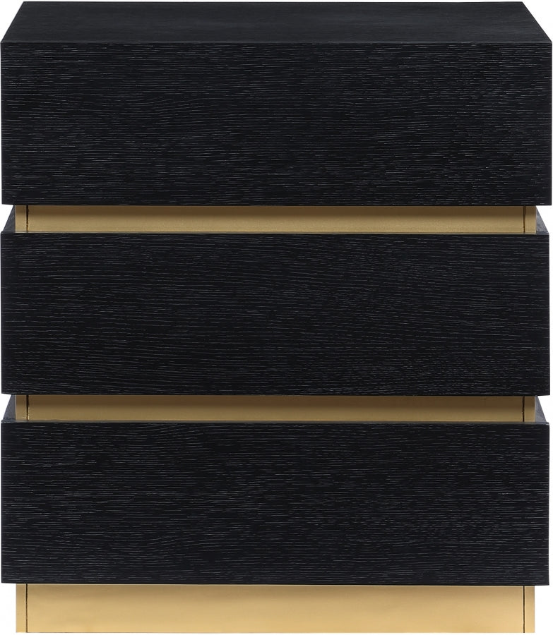 Zaylan Oak Veneer Night Stand in Black - 384Black-NS