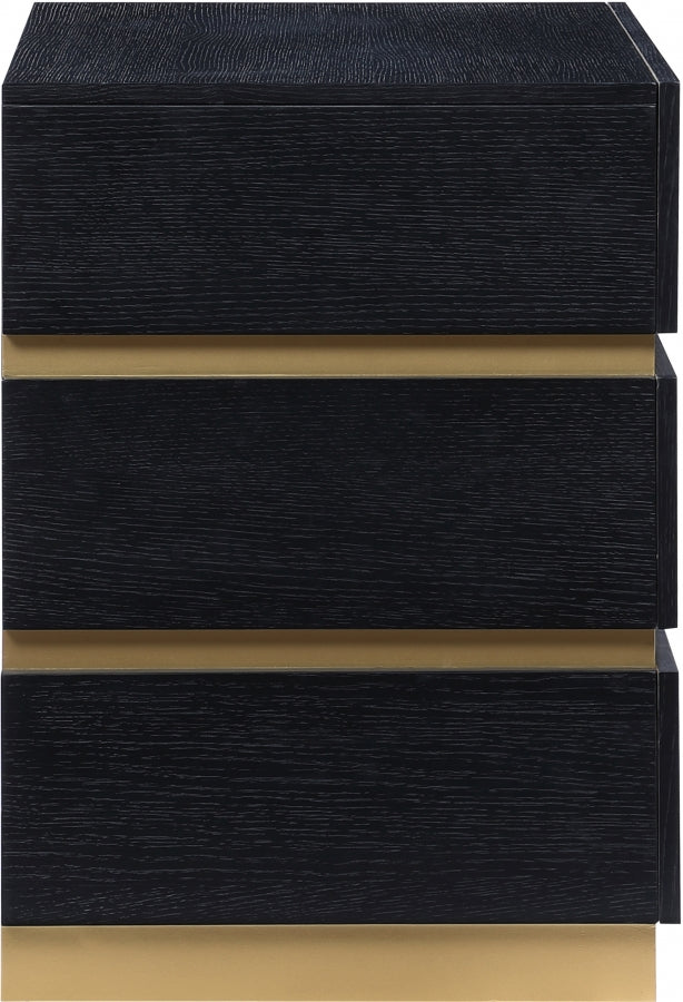 Zaylan Oak Veneer Night Stand in Black - 384Black-NS