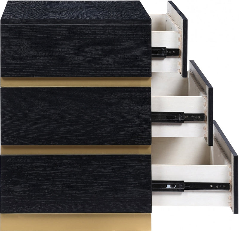 Zaylan Oak Veneer Night Stand in Black - 384Black-NS