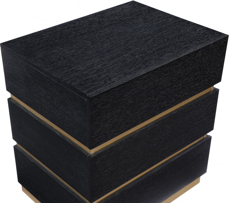 Zaylan Oak Veneer Night Stand in Black - 384Black-NS