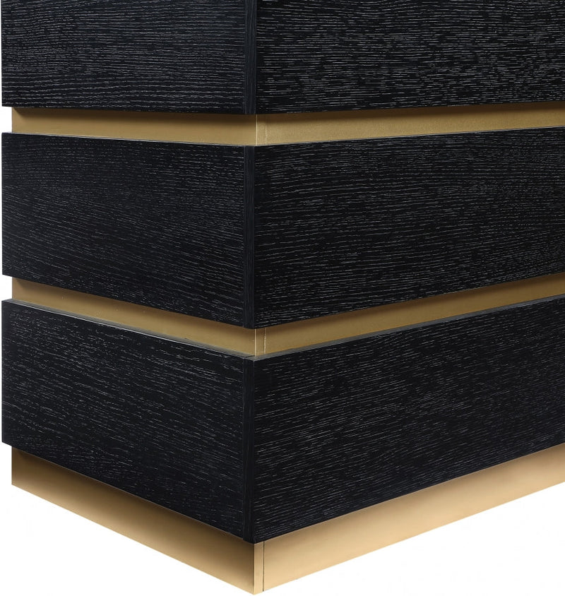 Zaylan Oak Veneer Night Stand in Black - 384Black-NS