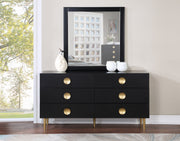 Zayne Wood Veneer Framed Mirror in Black - 842Black-M