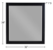Zayne Wood Veneer Framed Mirror in Black - 842Black-M