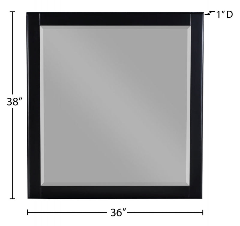 Zayne Wood Veneer Framed Mirror in Black - 842Black-M