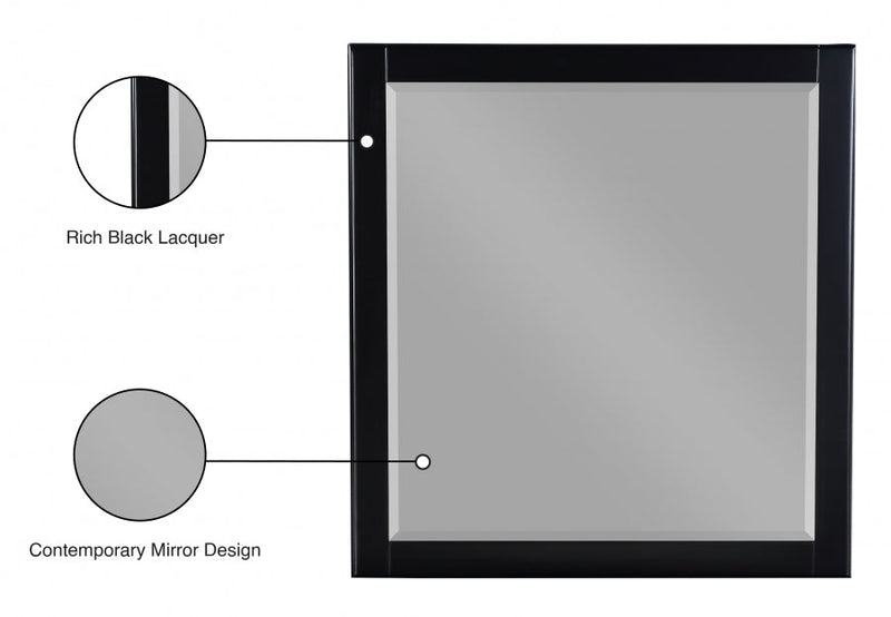 Zayne Wood Veneer Framed Mirror in Black - 842Black-M