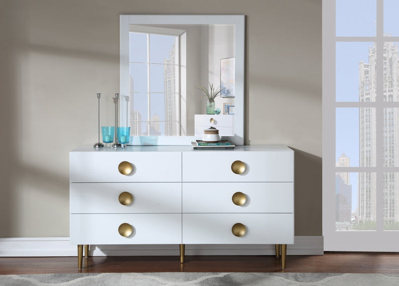 Zayne Wood Veneer Framed Mirror in White - 842White-M