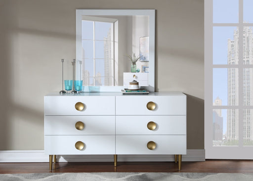 Zayne Wood Veneer Framed Mirror in White - 842White-M