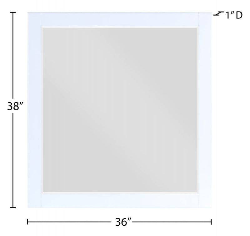 Zayne Wood Veneer Framed Mirror in White - 842White-M