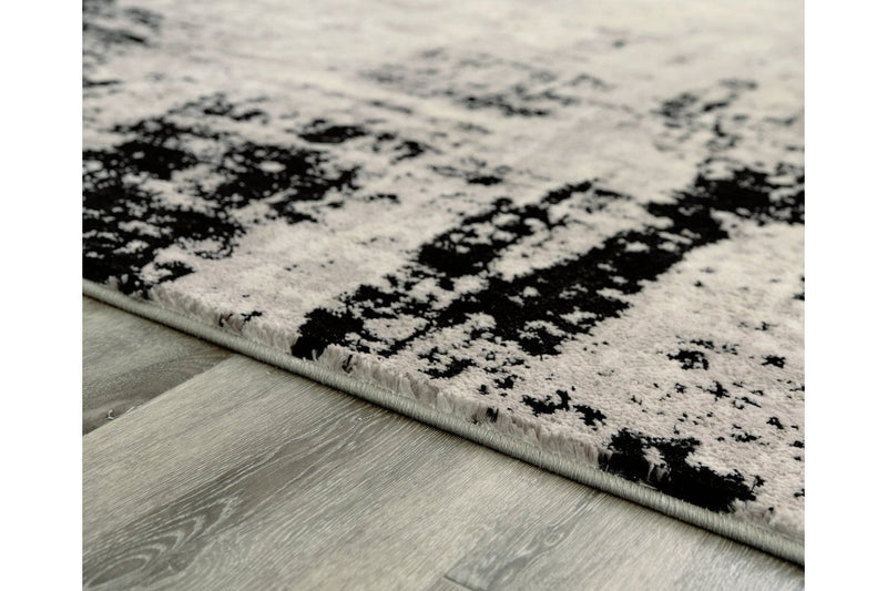 Zekeman Black/Cream/Gray Large Rug - Gate FurnitureRug Large
