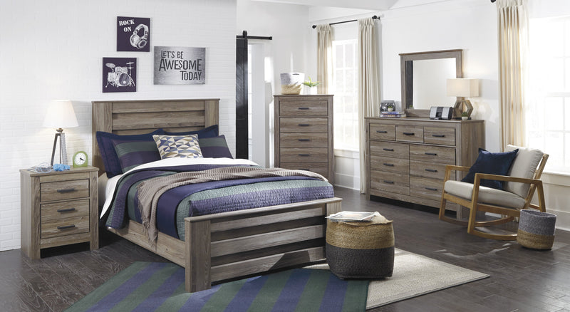 Zelen Warm Gray Full Panel Bed - Gate FurnitureFull Bed