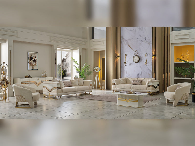 Zen 3-pieces (Sofa & Loveseat & Chair) Livingroom Set Cream in Cream - 101-ZEN-ZEN01-321