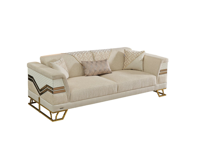 Zen 3-pieces (Sofa & Loveseat & Chair) Livingroom Set Cream in Cream - 101-ZEN-ZEN01-321