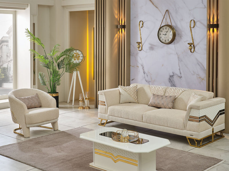 Zen 3-pieces (Sofa & Loveseat & Chair) Livingroom Set Cream in Cream - 101-ZEN-ZEN01-321