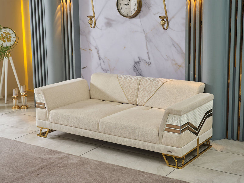 Zen 3-pieces (Sofa & Loveseat & Chair) Livingroom Set Cream in Cream - 101-ZEN-ZEN01-321
