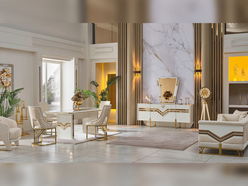 Zen Diningroom (Consol With Mirror & Dining Table & 6 Dining Chair) - 115-ZEN-DT-6-SET