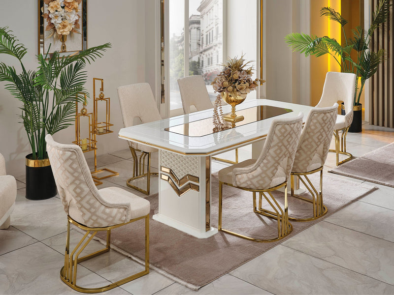 Zen Diningroom (Consol With Mirror & Dining Table & 6 Dining Chair) - 115-ZEN-DT-6-SET