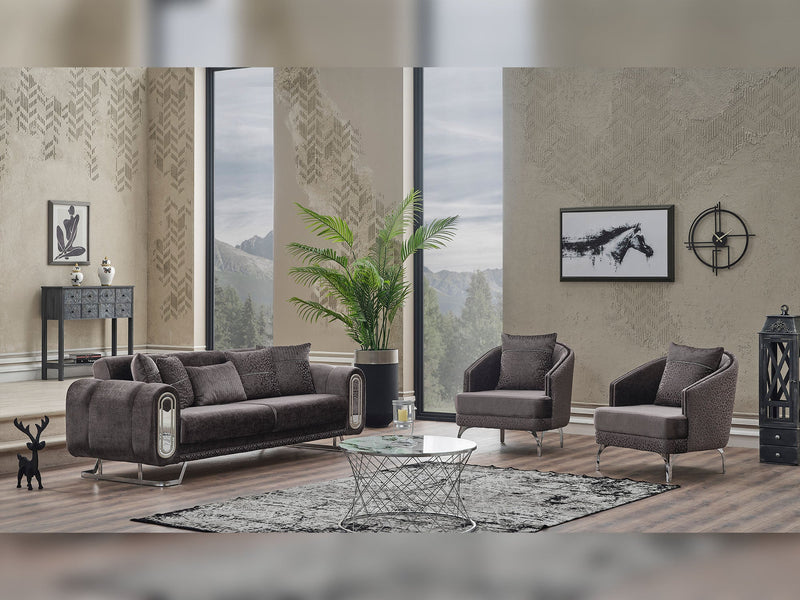 Zen Serr 3-pieces (Sofa & Loveseat & Chair) Livingroom in Dark Grey - 200-SER-ZEN-STAR245-321