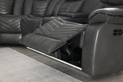 Zenith - 3PC Gray Power Sectional, Bluetooth Speaker, Two storage console, Cup Holder, Built-in LED Light, USB Charger - S481-Sectional
