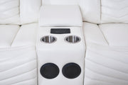 Zenith - 3PC White Power Sectional, Bluetooth Speaker, Two storage Console, Cup Holder, Built-in LED Light, USB Charger - S482-Sectional