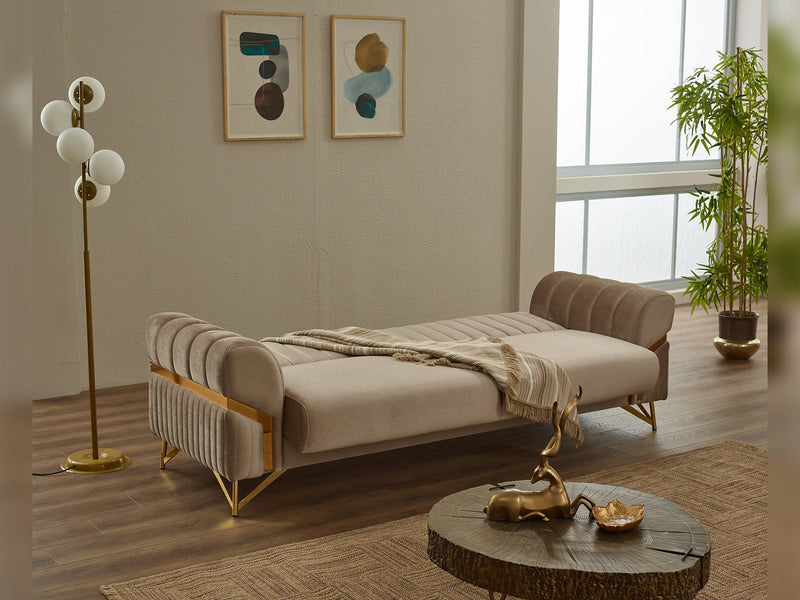 Zenora 3-pieces (Sofa & Loveseat & Chair) Livingroom in Beige - 200-SIM-ZEN-VELVET260-321