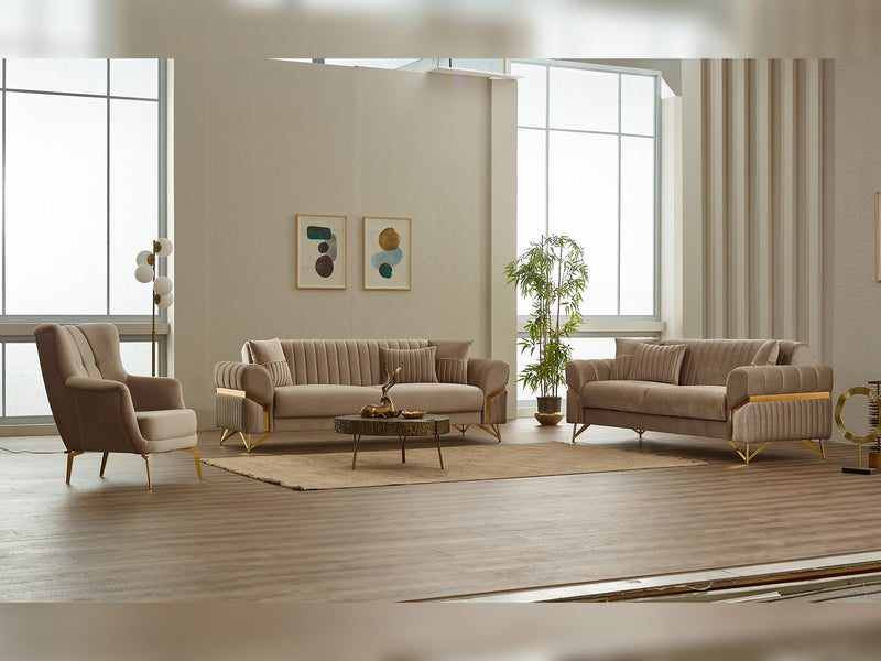 Zenora 3-pieces (Sofa & Loveseat & Chair) Livingroom in Grey - 200-SIM-ZEN-VELVET412-321
