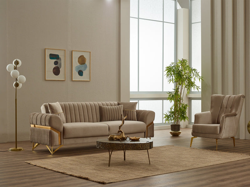 Zenora 3-pieces (Sofa & Loveseat & Chair) Livingroom in Grey - 200-SIM-ZEN-VELVET412-321