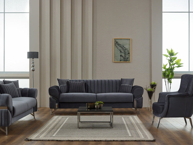 Zenora 3-pieces (Sofa & Loveseat & Chair) Livingroom in Grey - 200-SIM-ZEN-VELVET412-321