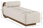 Zephyr Cane And Linen Textured Fabric Upholstered Chaise in Beige - 33041Beige