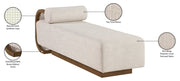Zephyr Cane And Linen Textured Fabric Upholstered Chaise in Beige - 33041Beige