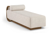 Zephyr Cane And Linen Textured Fabric Upholstered Chaise in Beige - 33041Beige