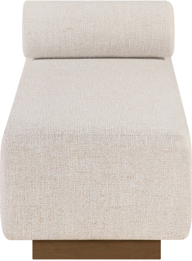 Zephyr Cane And Linen Textured Fabric Upholstered Chaise in Beige - 33041Beige