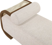 Zephyr Cane And Linen Textured Fabric Upholstered Chaise in Beige - 33041Beige