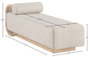 Zephyr Cane And Linen Textured Fabric Upholstered Chaise in Beige - 33042Beige