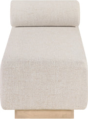 Zephyr Cane And Linen Textured Fabric Upholstered Chaise in Beige - 33042Beige