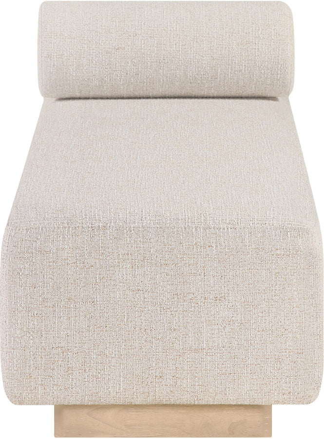 Zephyr Cane And Linen Textured Fabric Upholstered Chaise in Beige - 33042Beige